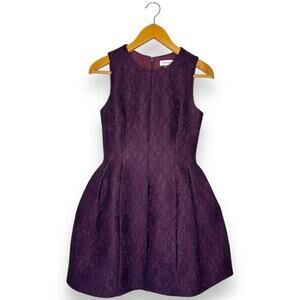 Calvin Klein Aubergine A-Line Lace Dress Size 4 Purple Sleeveless Cocktail Dress
